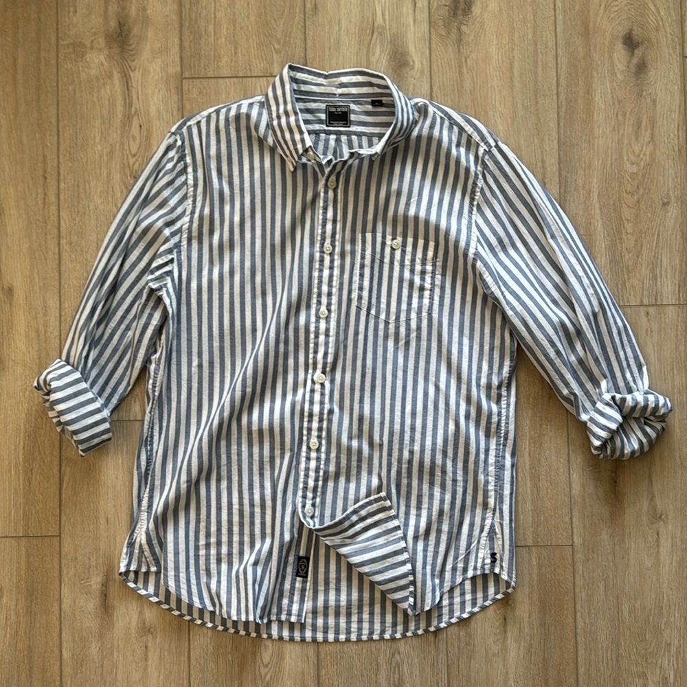 Todd Snyder lightweight Gray and White Striped Casual Shirt